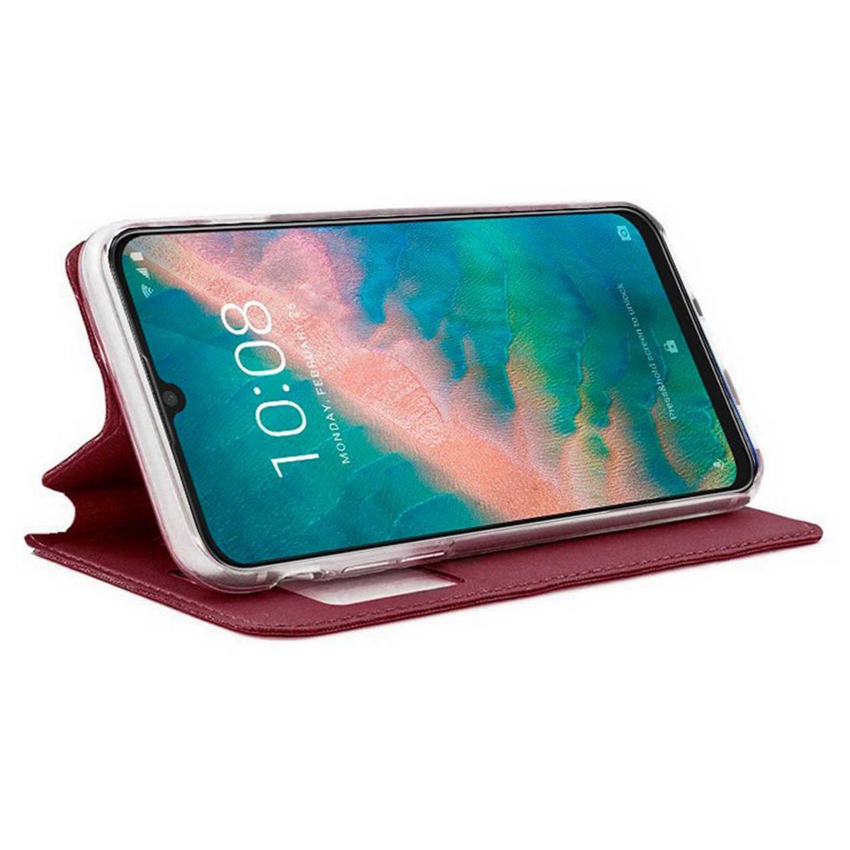 Funda Libro Soporte con Ventana para Zte Blade V10 Color Roja