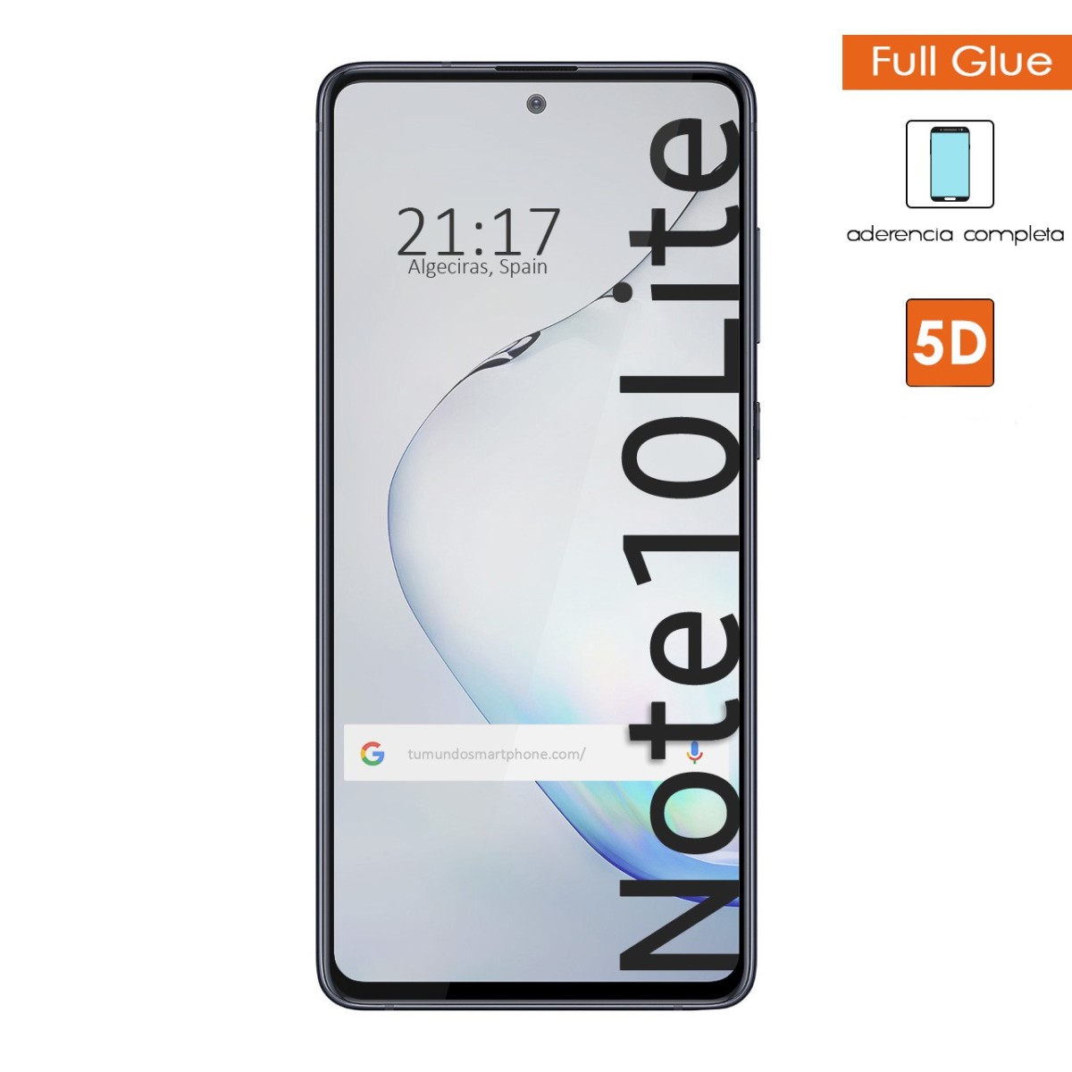 Protector Cristal Templado Completo 5D Full Glue Negro para Samsung Galaxy Note 10 Lite Vidrio