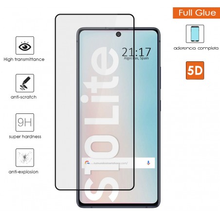 Protector Cristal Templado Completo 5D Full Glue Negro para Samsung Galaxy S10 Lite Vidrio