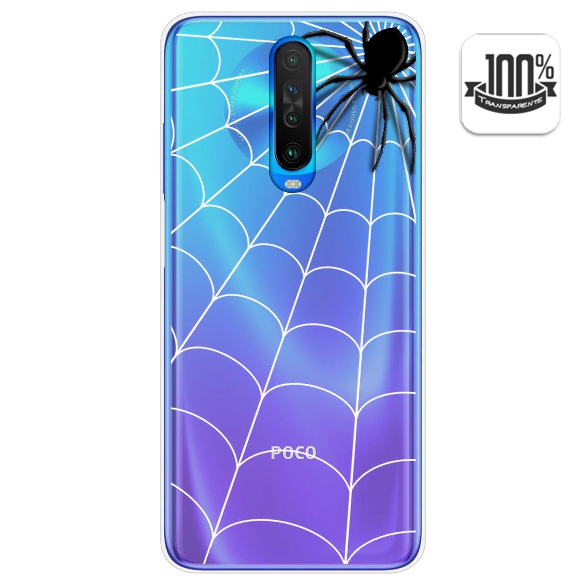Funda Gel Transparente para Xiaomi Pocophone POCO X2 diseño Araña Dibujos