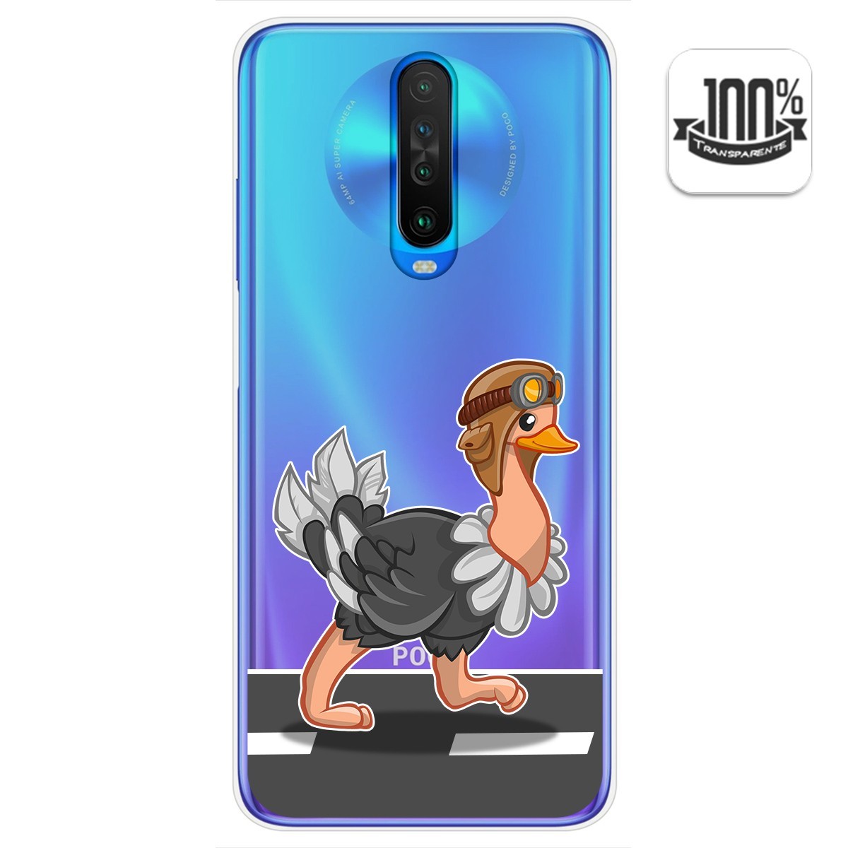 Funda Gel Transparente para Xiaomi Pocophone POCO X2 diseño Avestruz Dibujos