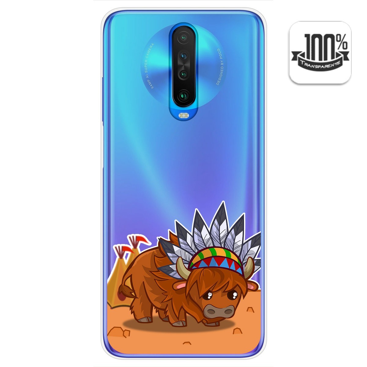 Funda Gel Transparente para Xiaomi Pocophone POCO X2 diseño Bufalo Dibujos