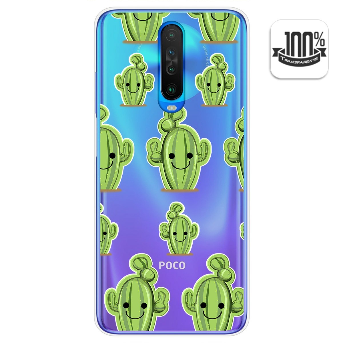 Funda Gel Transparente para Xiaomi Pocophone POCO X2 diseño Cactus Dibujos