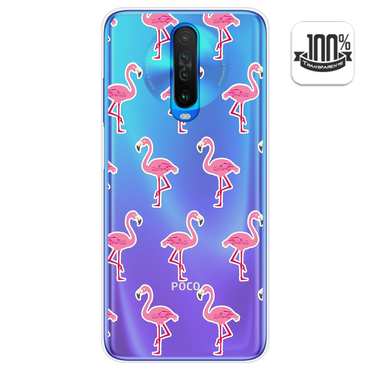 Funda Gel Transparente para Xiaomi Pocophone POCO X2 diseño Flamenco Dibujos