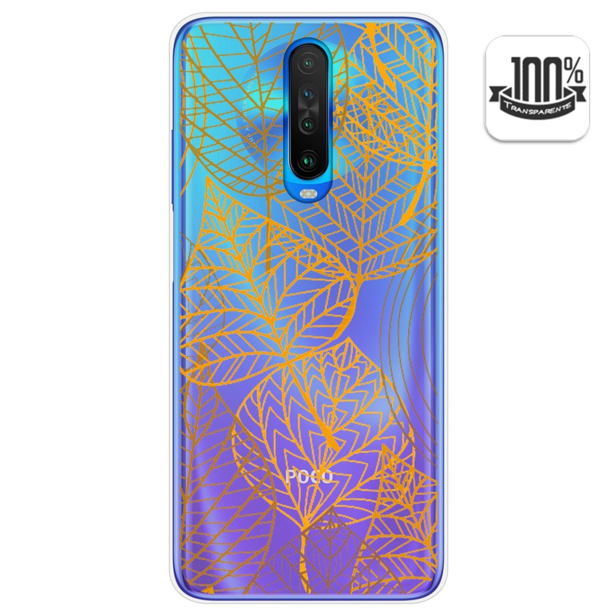 Funda Gel Transparente para Xiaomi Pocophone POCO X2 diseño Hojas Dibujos