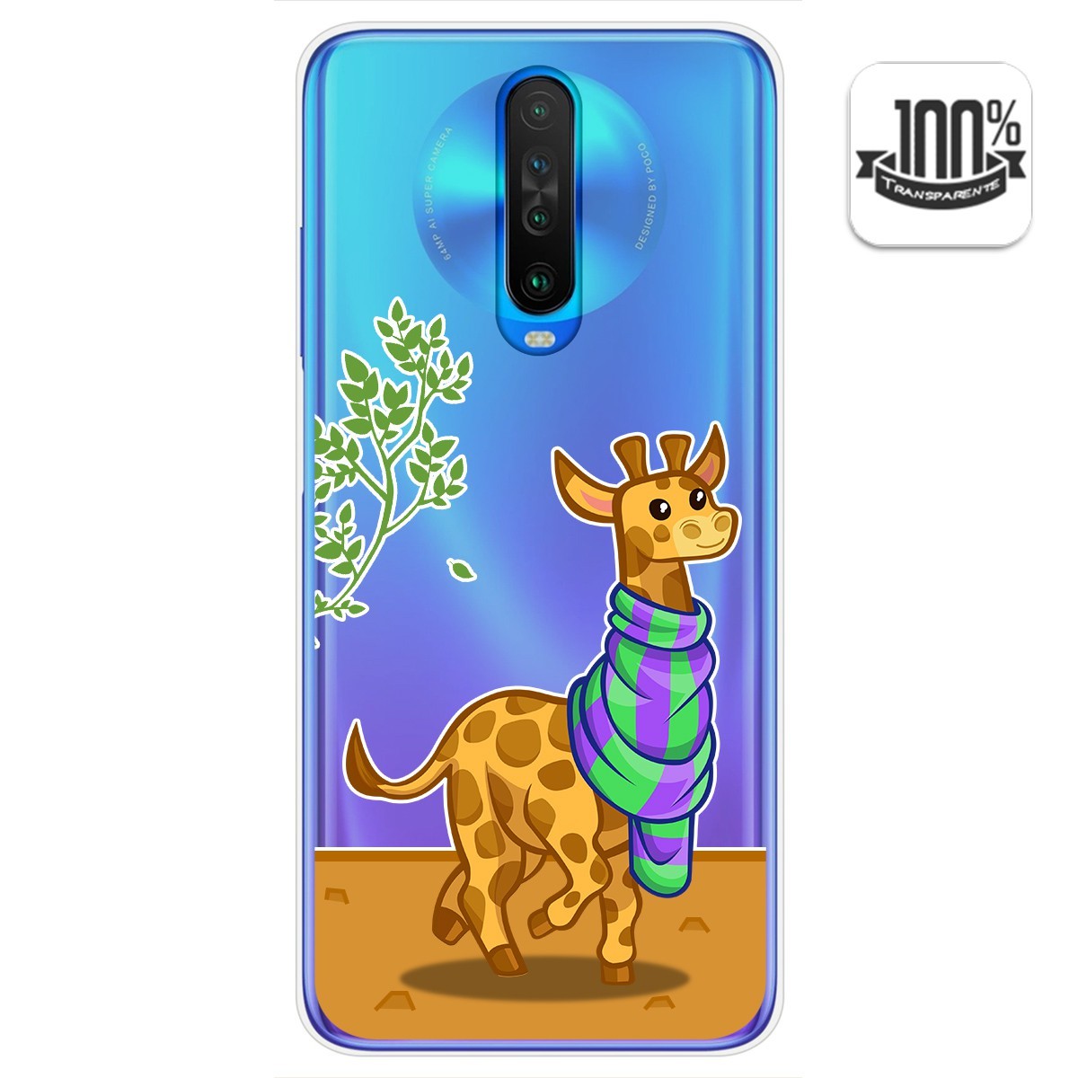 Funda Gel Transparente para Xiaomi Pocophone POCO X2 diseño Jirafa Dibujos