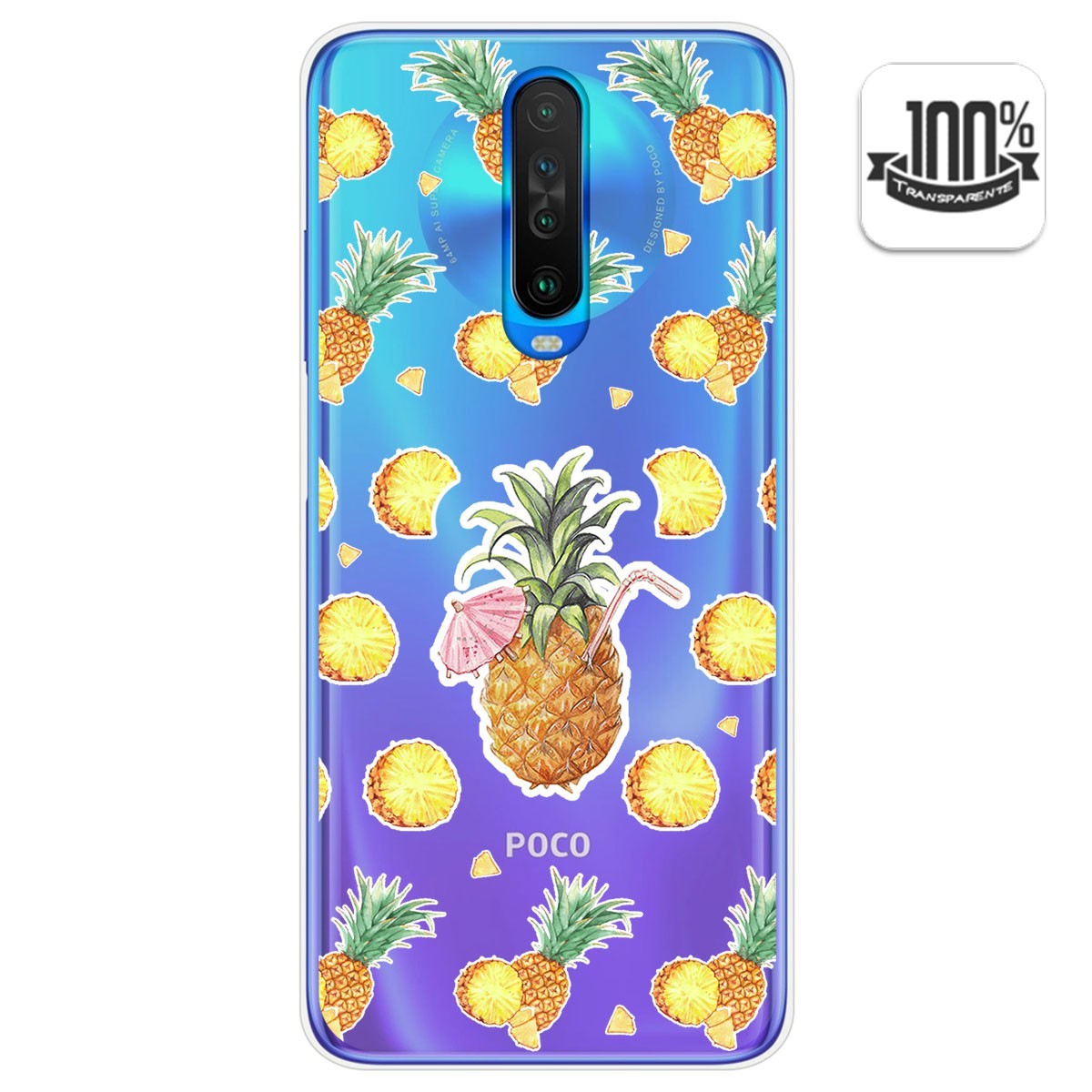 Funda Gel Transparente para Xiaomi Pocophone POCO X2 diseño Piña Dibujos