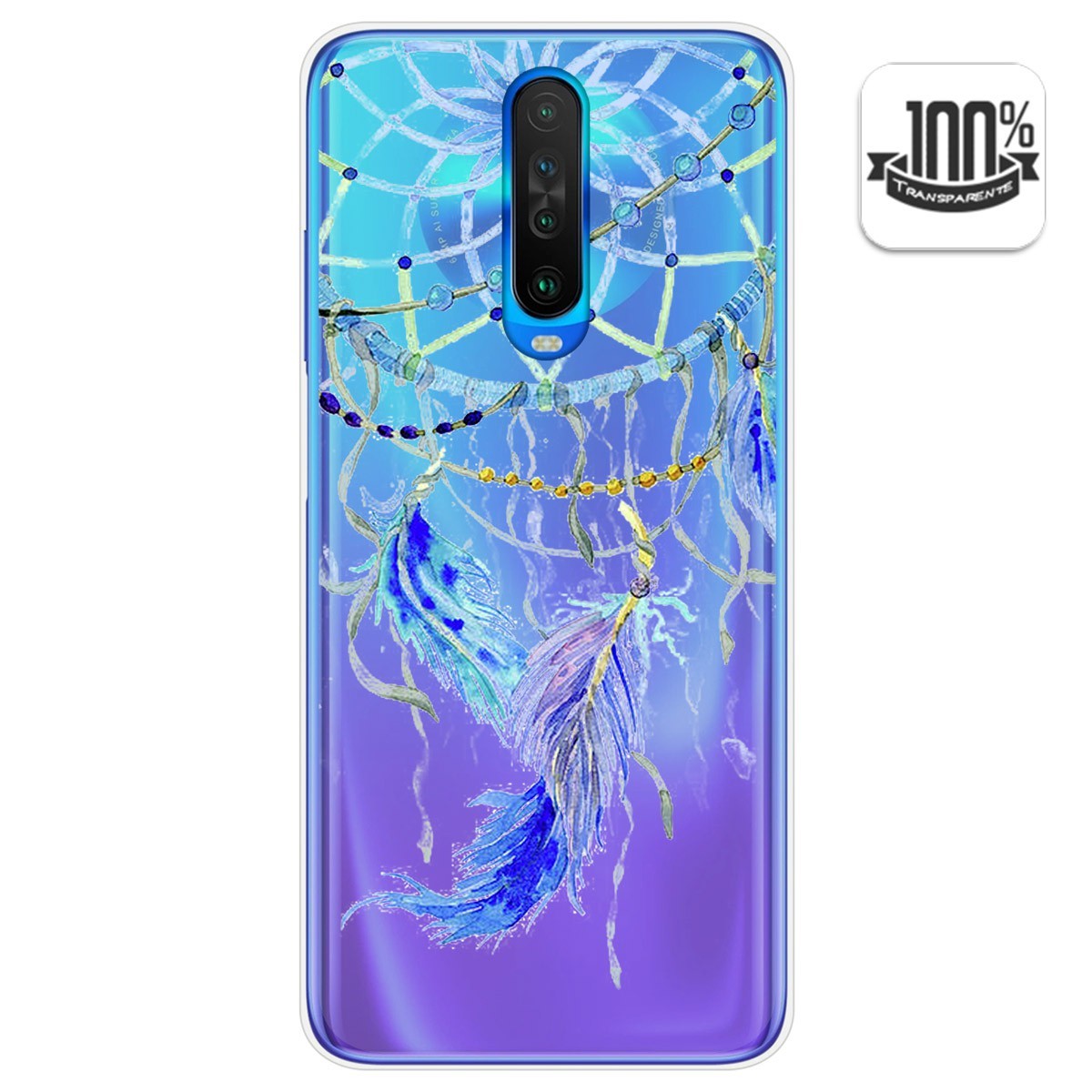 Funda Gel Transparente para Xiaomi Pocophone POCO X2 diseño Plumas Dibujos