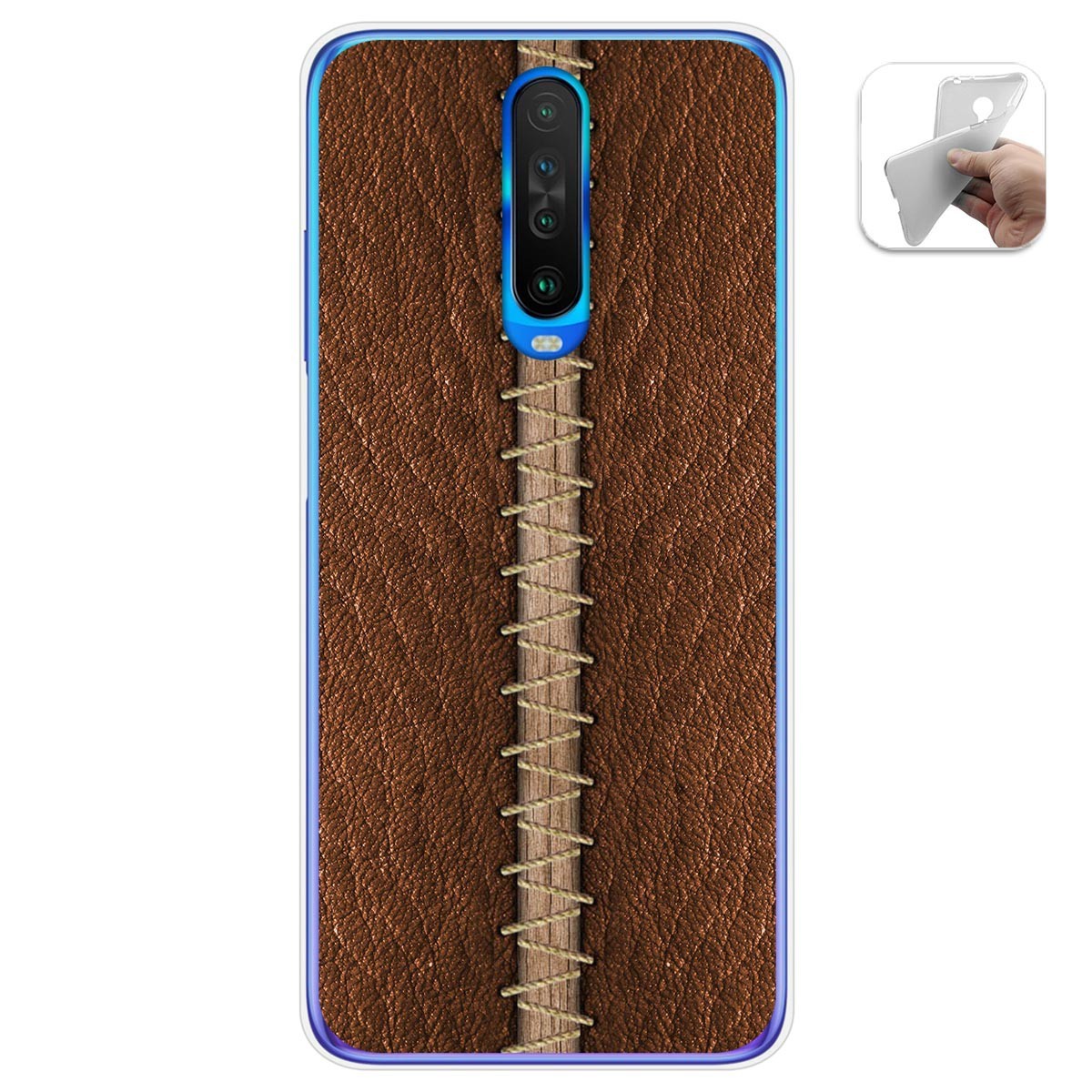 Funda Gel Tpu para Xiaomi Pocophone POCO X2 diseño Cuero 01 Dibujos