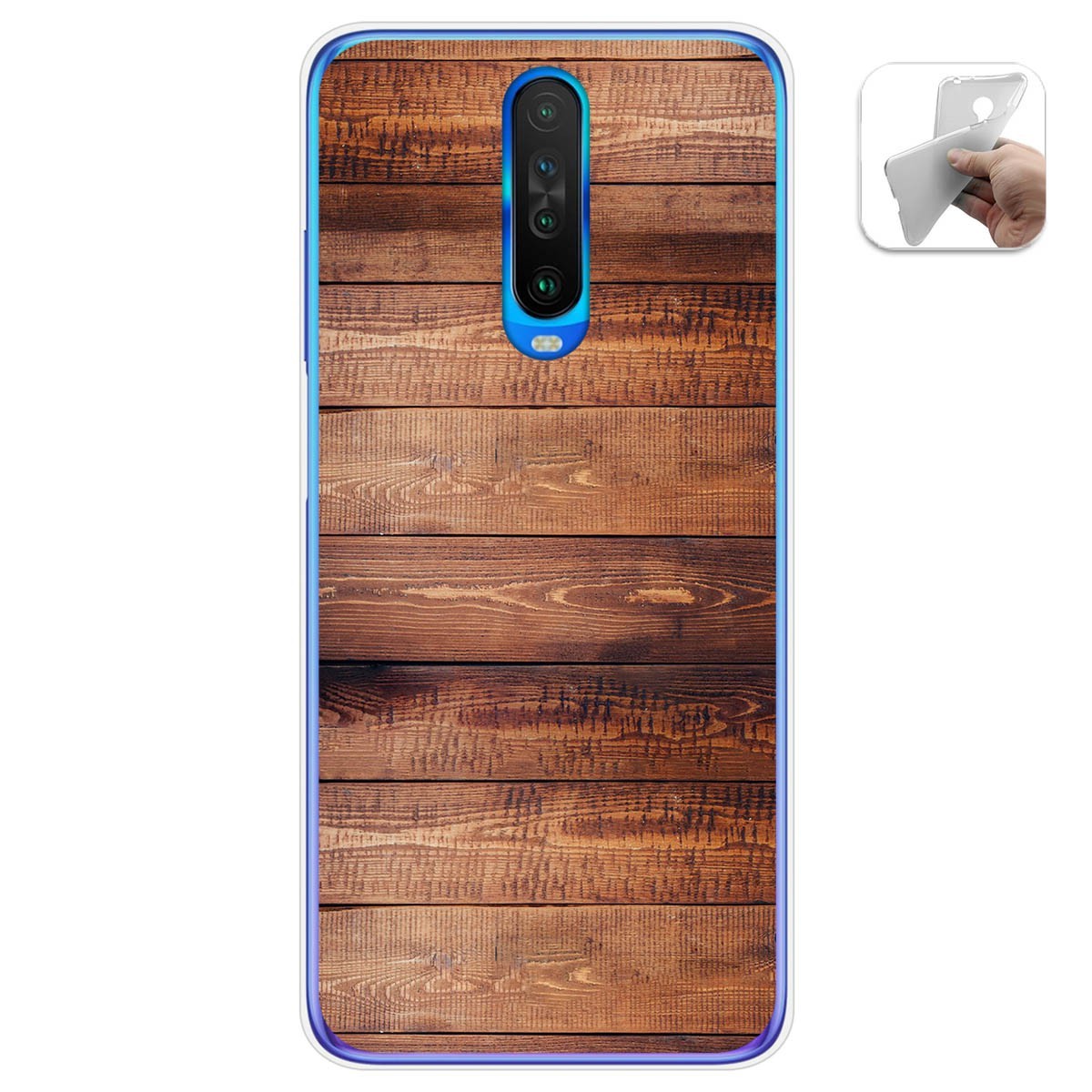 Funda Gel Tpu para Xiaomi Pocophone POCO X2 diseño Madera 02 Dibujos