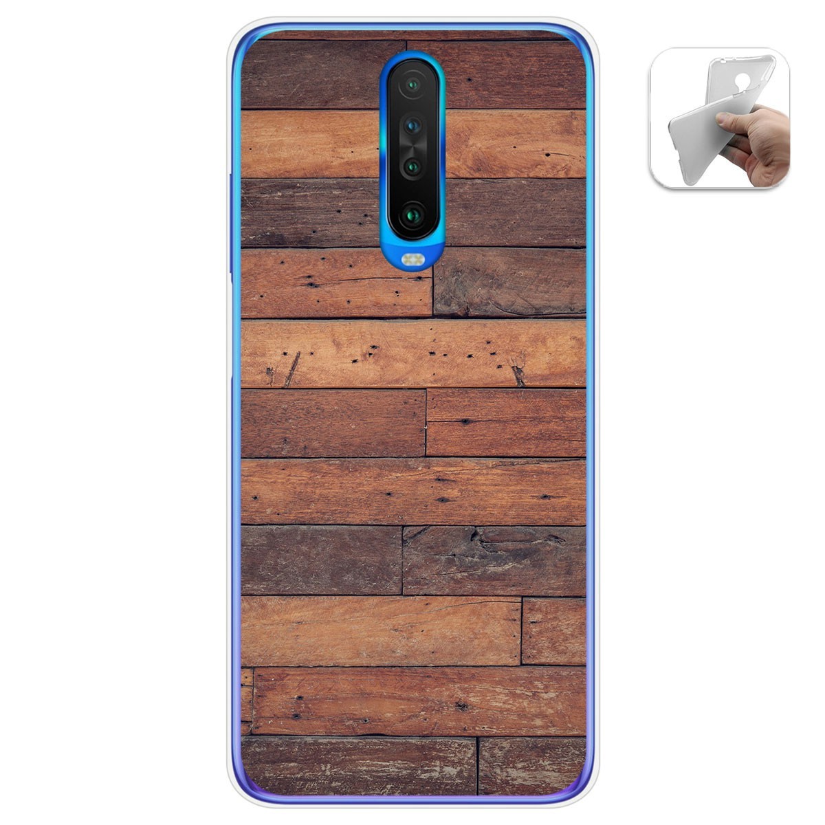 Funda Gel Tpu para Xiaomi Pocophone POCO X2 diseño Madera 03 Dibujos