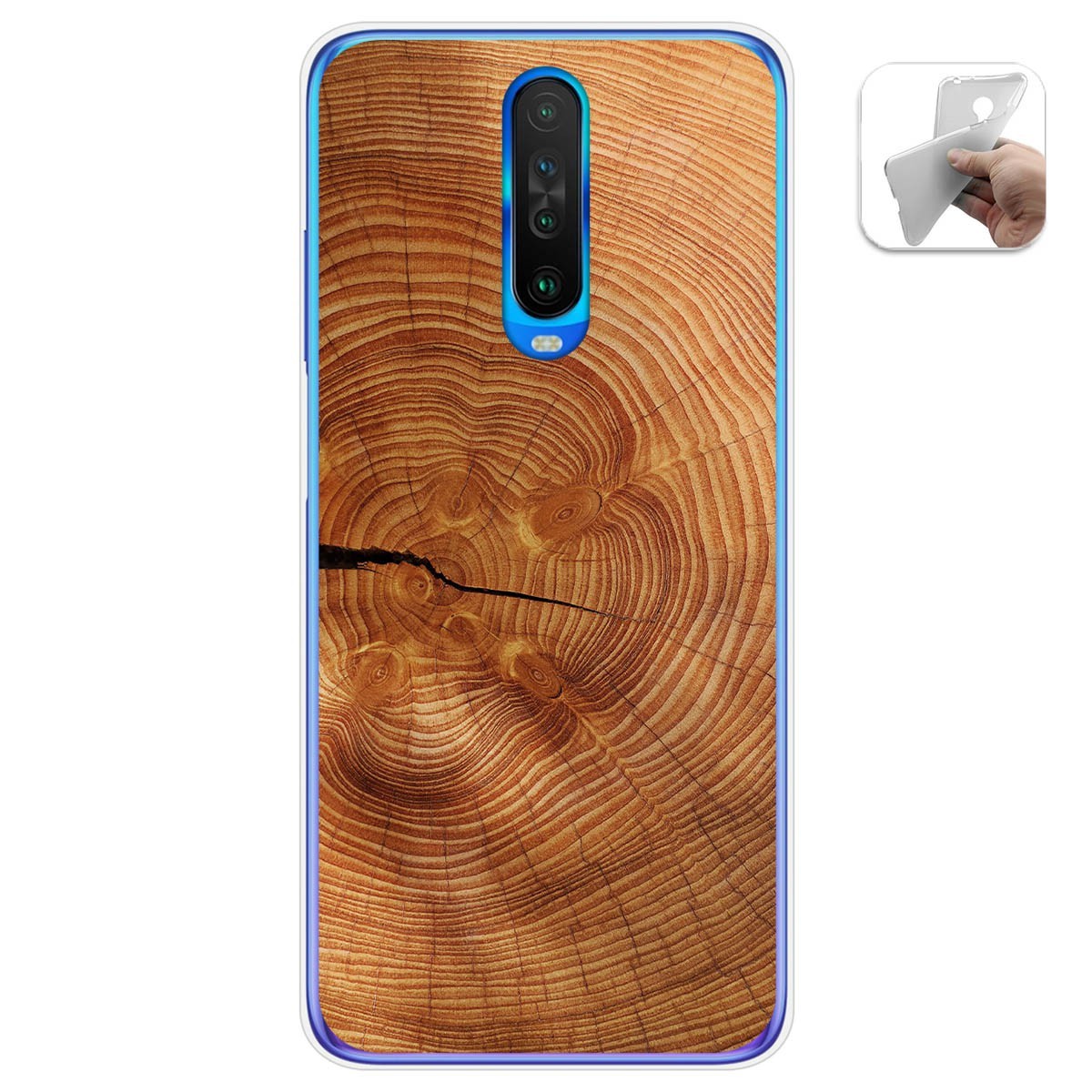 Funda Gel Tpu para Xiaomi Pocophone POCO X2 diseño Madera 04 Dibujos