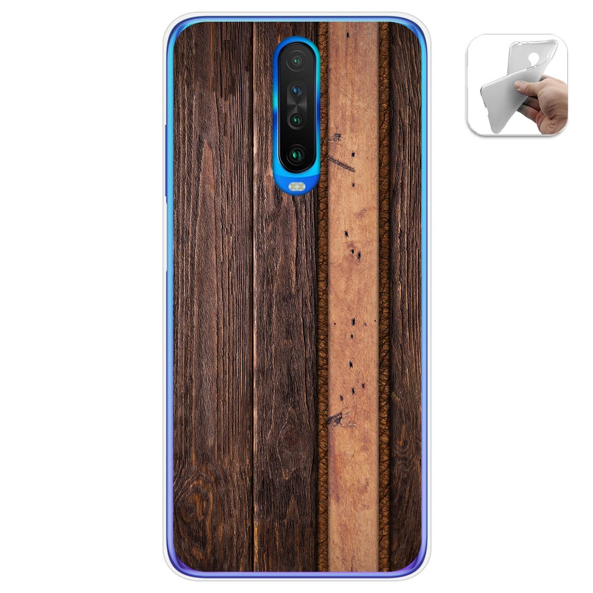 Funda Gel Tpu para Xiaomi Pocophone POCO X2 diseño Madera 05 Dibujos