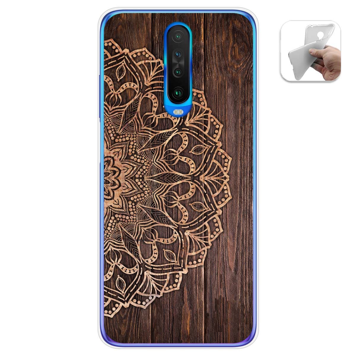 Funda Gel Tpu para Xiaomi Pocophone POCO X2 diseño Madera 06 Dibujos