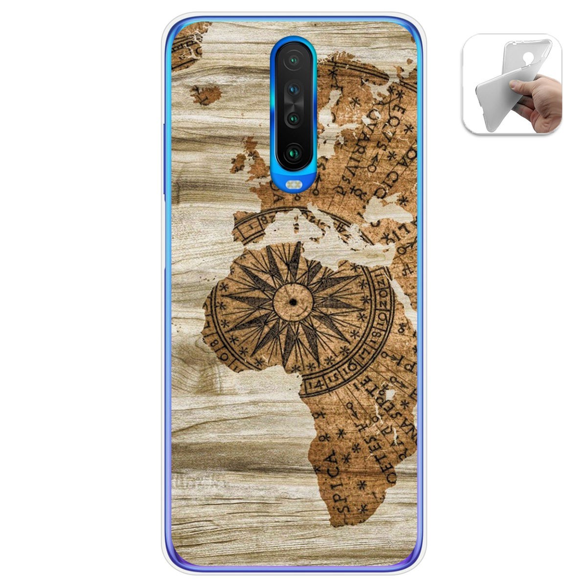 Funda Gel Tpu para Xiaomi Pocophone POCO X2 diseño Madera 07 Dibujos