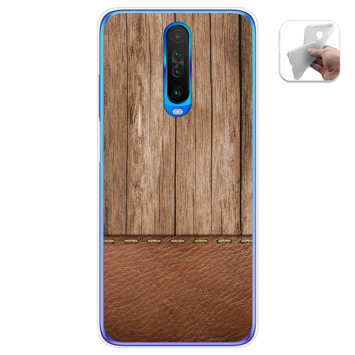 Funda Gel Tpu para Xiaomi Pocophone POCO X2 diseño Madera 09 Dibujos