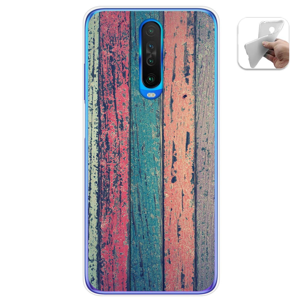 Funda Gel Tpu para Xiaomi Pocophone POCO X2 diseño Madera 10 Dibujos