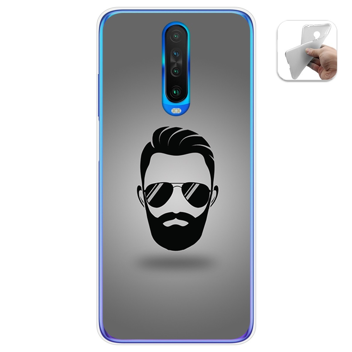 Funda Gel Tpu para Xiaomi Pocophone POCO X2 diseño Barba Dibujos