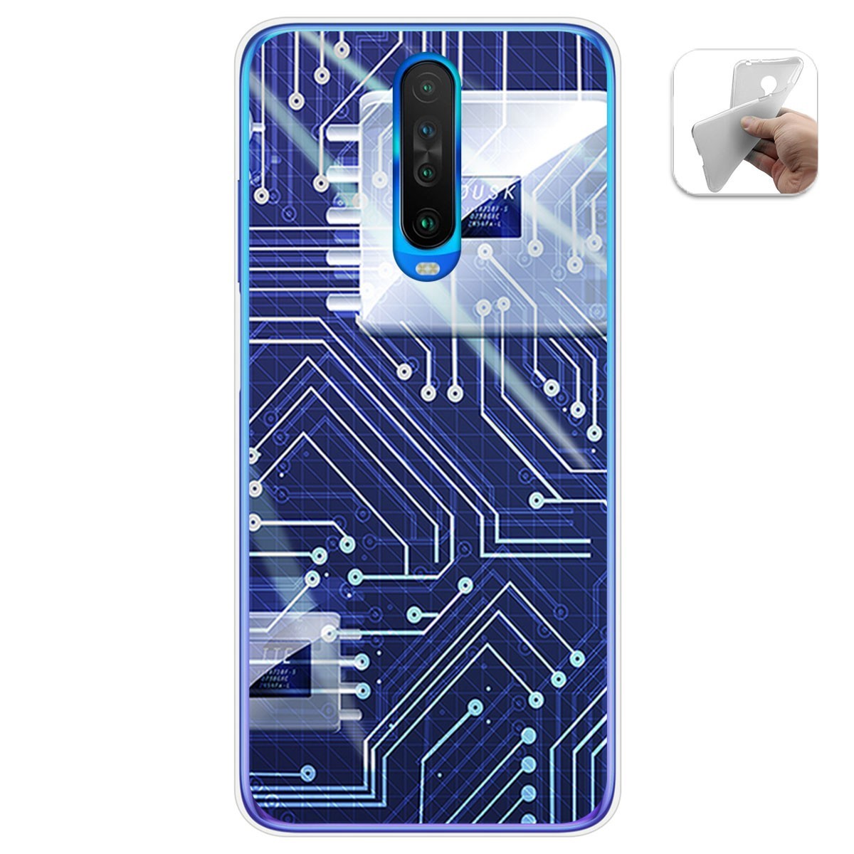 Funda Gel Tpu para Xiaomi Pocophone POCO X2 diseño Circuito Dibujos