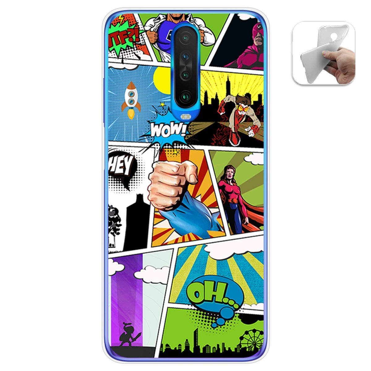 Funda Gel Tpu para Xiaomi Pocophone POCO X2 diseño Comic Dibujos