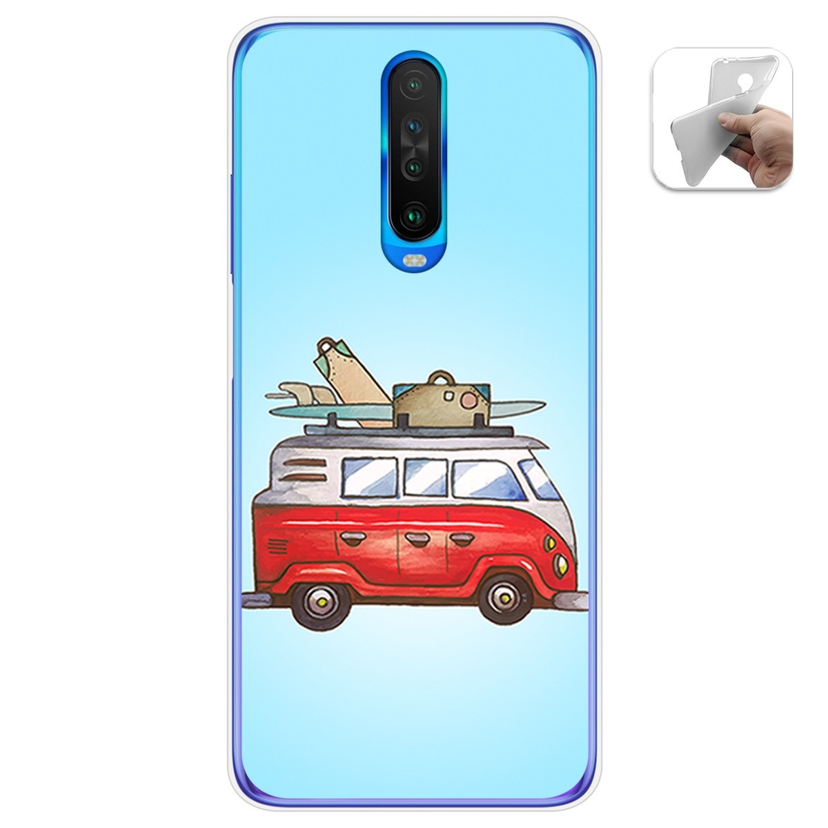 Funda Gel Tpu para Xiaomi Pocophone POCO X2 diseño Furgoneta Dibujos