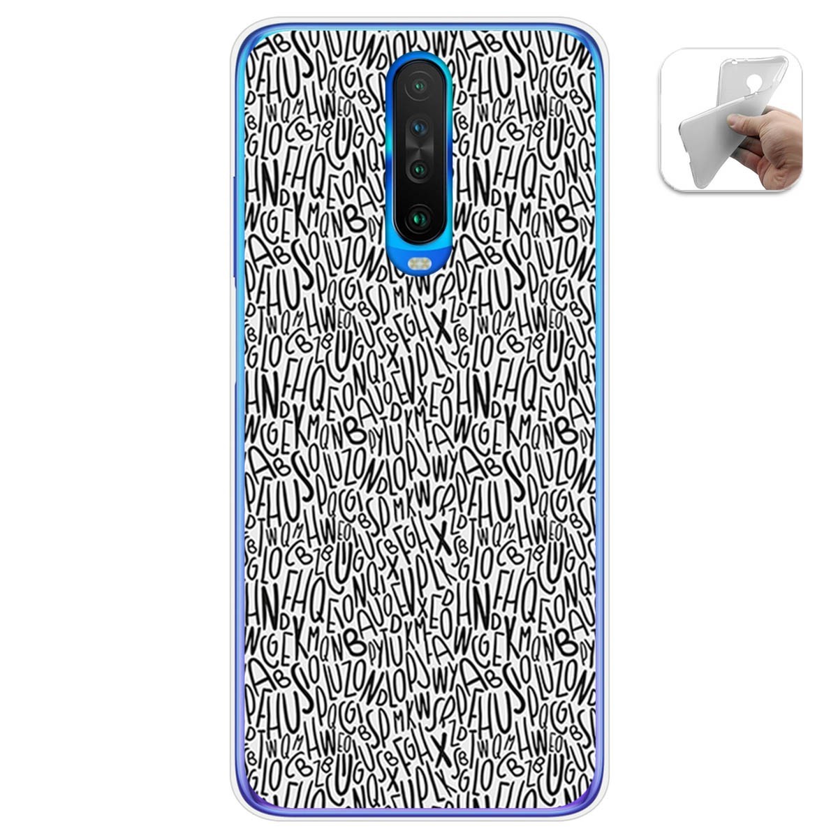 Funda Gel Tpu para Xiaomi Pocophone POCO X2 diseño Letras Dibujos