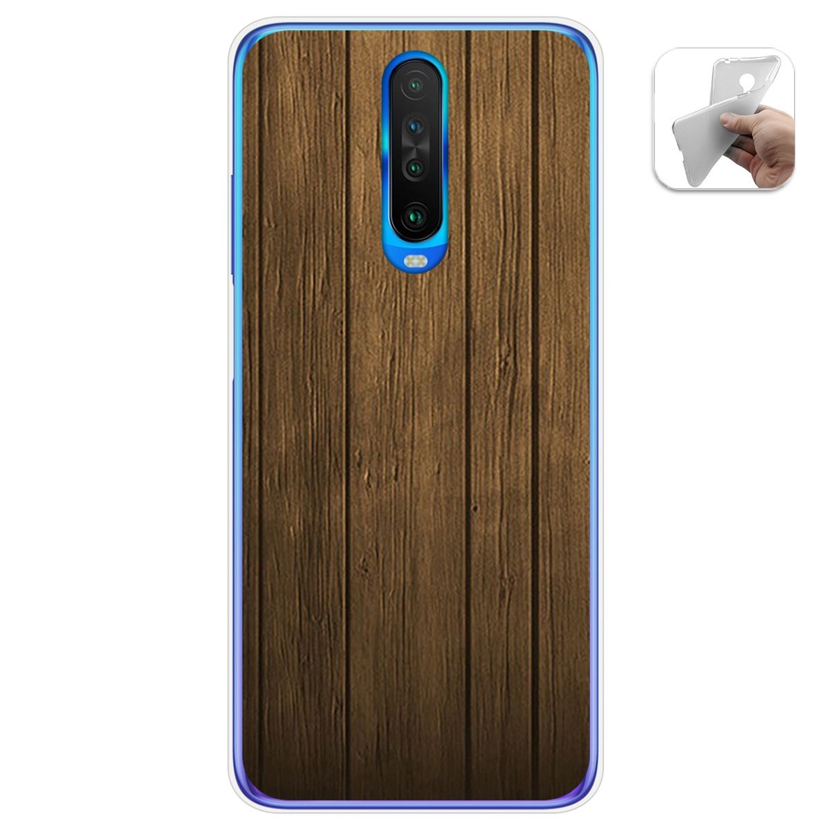 Funda Gel Tpu para Xiaomi Pocophone POCO X2 diseño Madera Dibujos