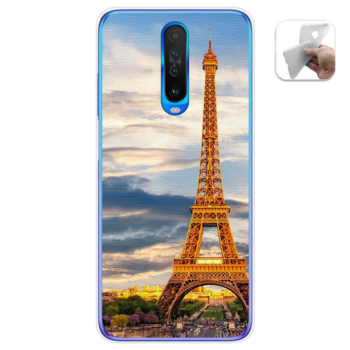 Funda Gel Tpu para Xiaomi Pocophone POCO X2 diseño Paris Dibujos