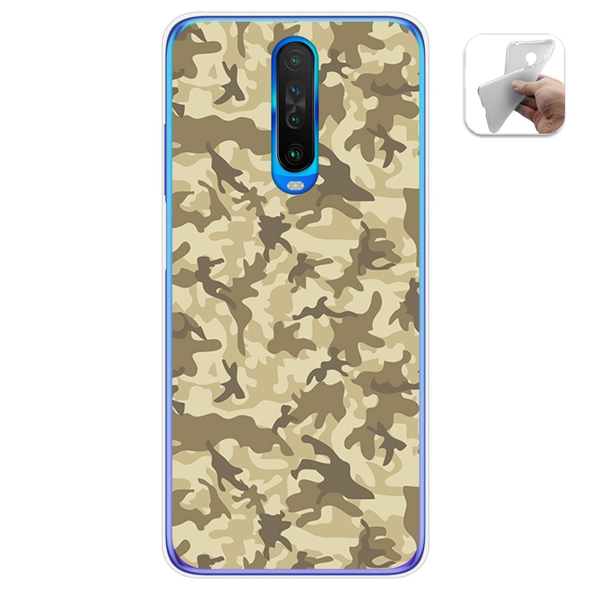Funda Gel Tpu para Xiaomi Pocophone POCO X2 diseño Sand Camuflaje Dibujos