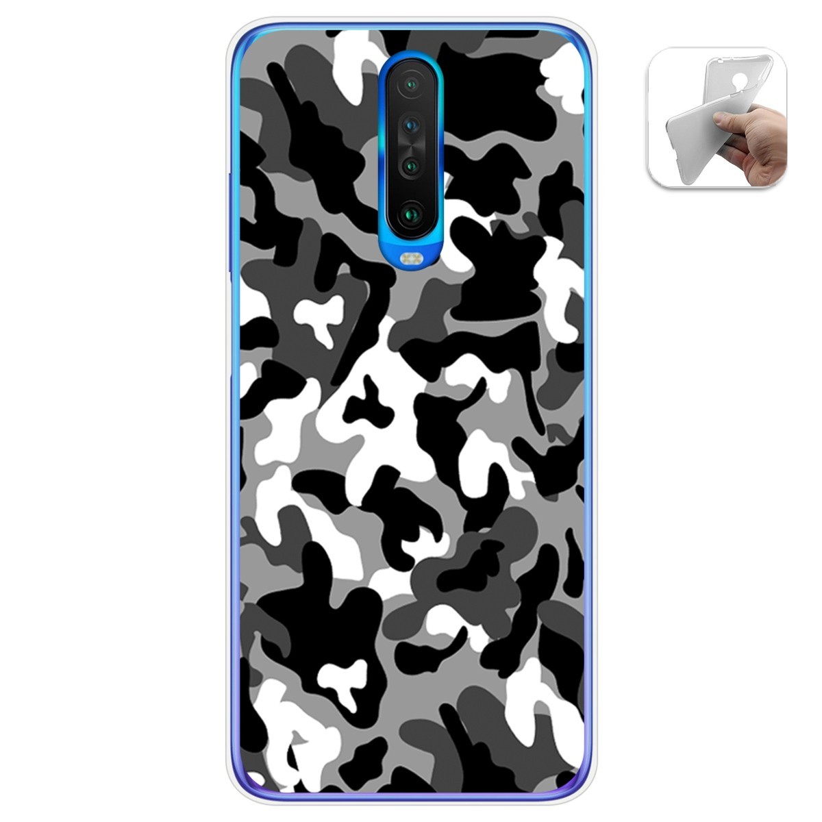 Funda Gel Tpu para Xiaomi Pocophone POCO X2 diseño Snow Camuflaje Dibujos