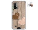 Funda Gel Tpu para Ulefone Armor 7 diseño Corazones Madera Dibujos