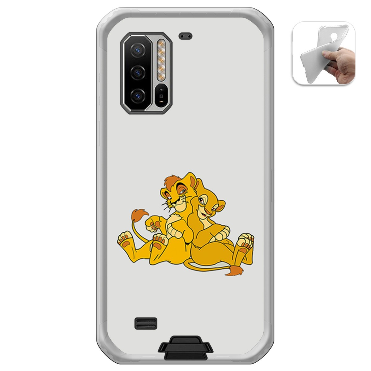 Funda Gel Tpu para Ulefone Armor 7 diseño Leones Dibujos