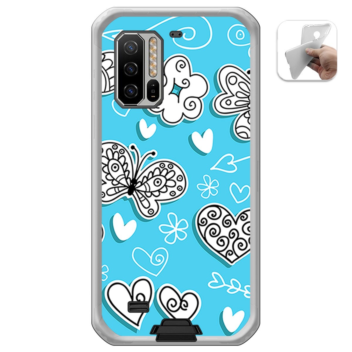 Funda Gel Tpu para Ulefone Armor 7 diseño Mariposas Dibujos