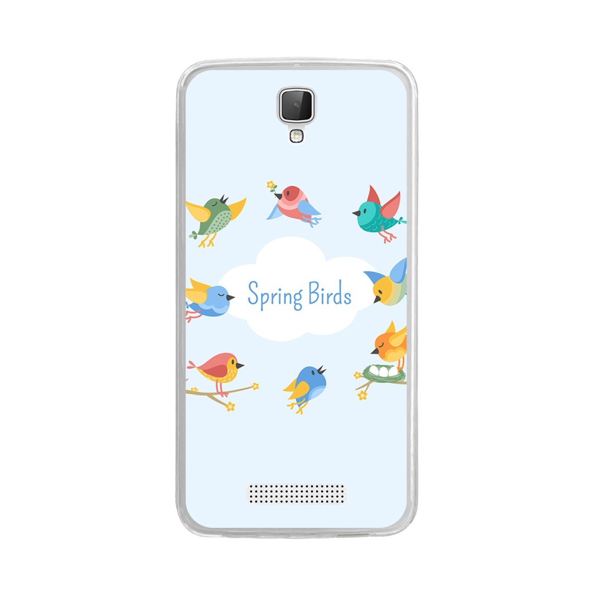 Funda Gel Tpu para Zte Blade L5 / L5 Plus Diseño Spring Birds Dibujos
