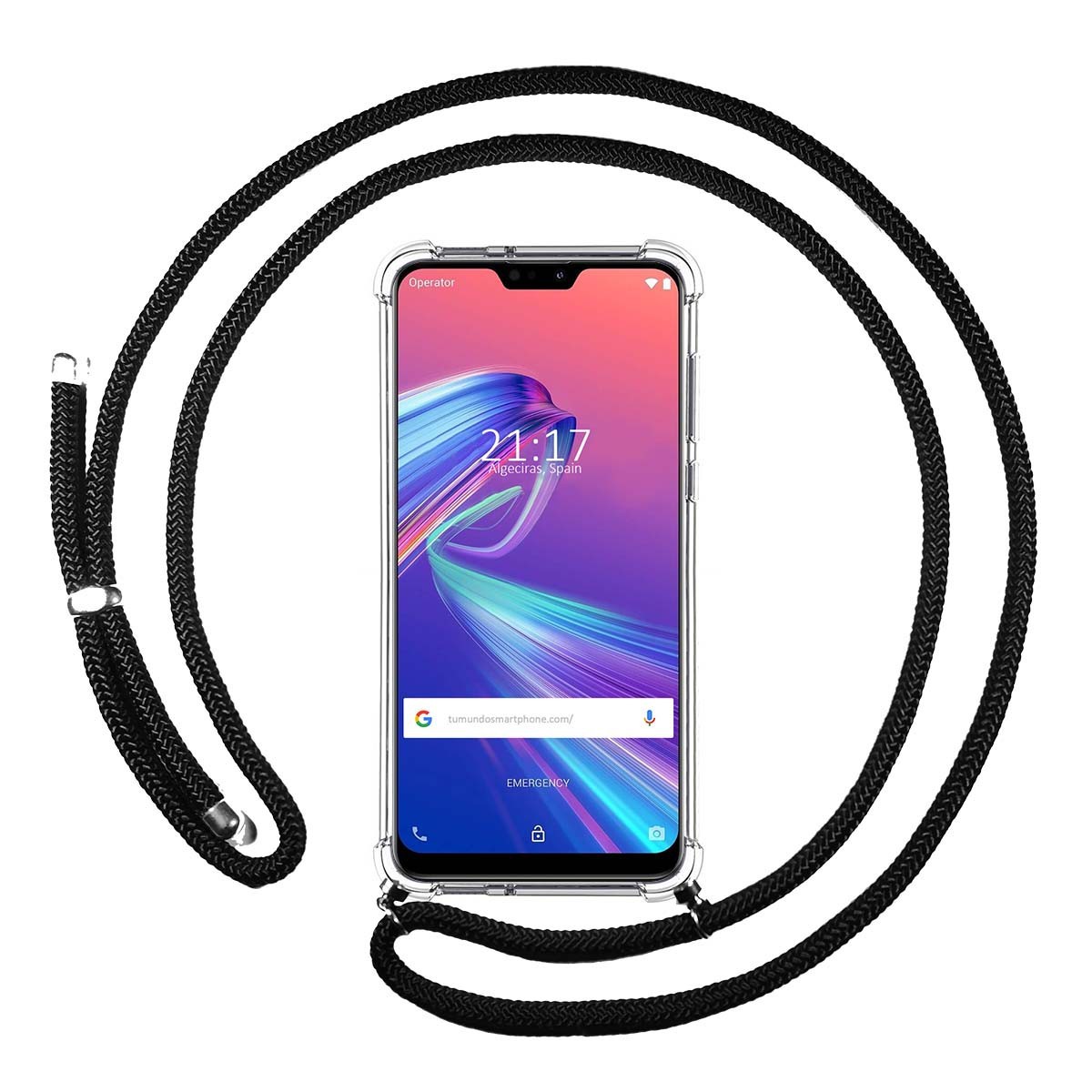 Funda Colgante Transparente para Asus Zenfone Max M2 con Cordon Negro