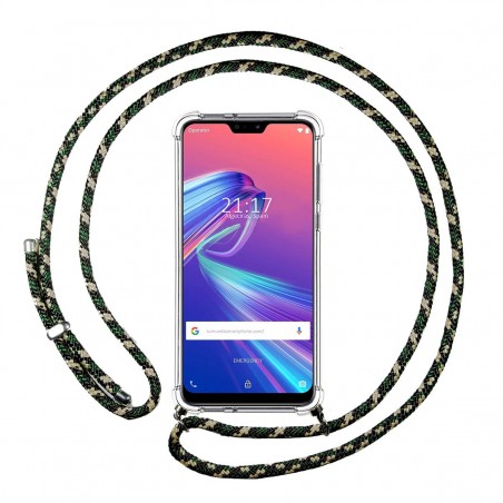 Funda Colgante Transparente para Asus Zenfone Max M2 con Cordon Verde / Dorado