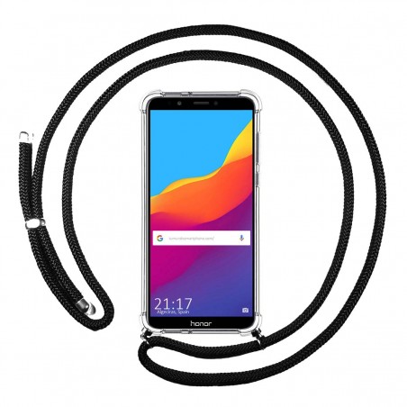 Funda Colgante Transparente para Huawei Honor 7C / Y7 2018 con Cordon Negro