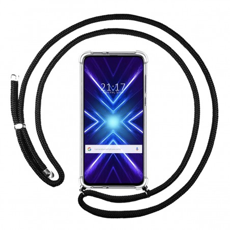 Funda Colgante Transparente para Huawei Honor 9X con Cordon Negro