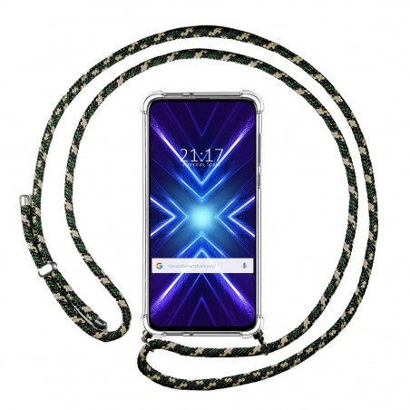Funda Colgante Transparente para Huawei Honor 9X con Cordon Verde / Dorado