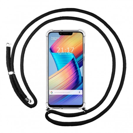 Funda Colgante Transparente para Huawei Honor Play con Cordon Negro