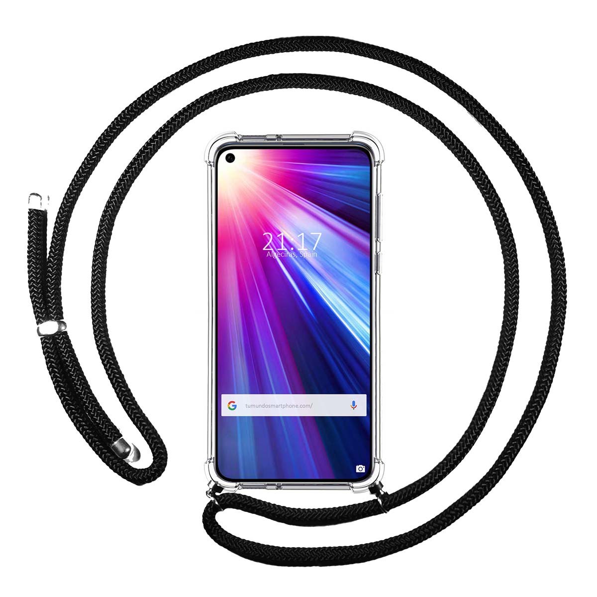 Funda Colgante Transparente para Huawei Honor View 20 con Cordon Negro