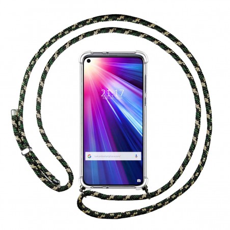 Funda Colgante Transparente para Huawei Honor View 20 con Cordon Verde / Dorado