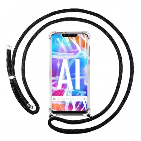Funda Colgante Transparente para Huawei Mate 20 Lite con Cordon Negro