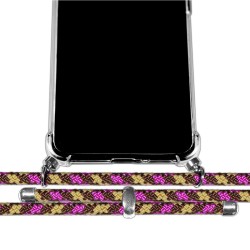 Funda Colgante Transparente para Huawei Mate 20 Pro con Cordon Rosa / Dorado 2