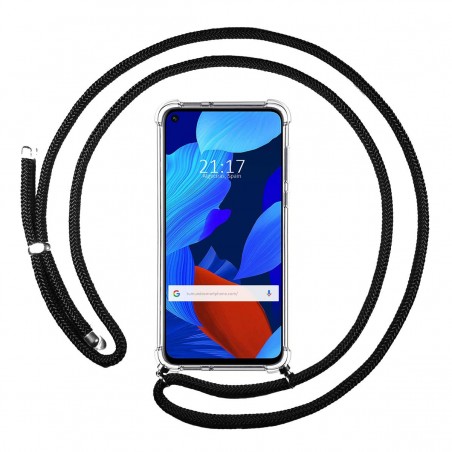 Funda Colgante Transparente para Huawei Nova 5T / Honor 20 con Cordon Negro