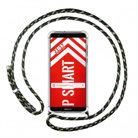 Funda Colgante Transparente para Huawei P Smart con Cordon Verde / Dorado