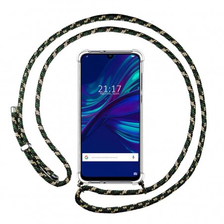 Funda Colgante Transparente para Huawei P Smart + Plus 2019 con Cordon Verde / Dorado