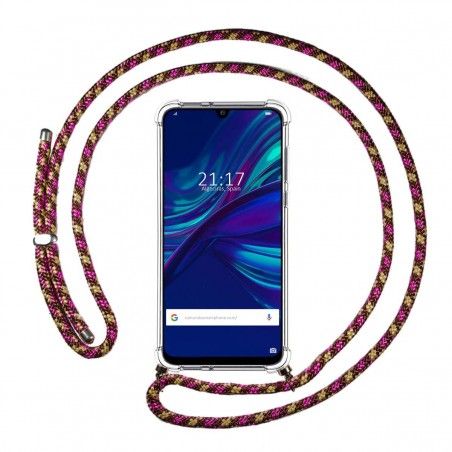 Funda Colgante Transparente para Huawei P Smart 2019 / Honor 10 Lite con Cordon Rosa / Dorado