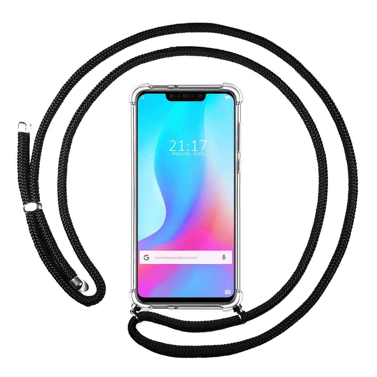 Funda Colgante Transparente para Huawei P Smart Plus con Cordon Negro