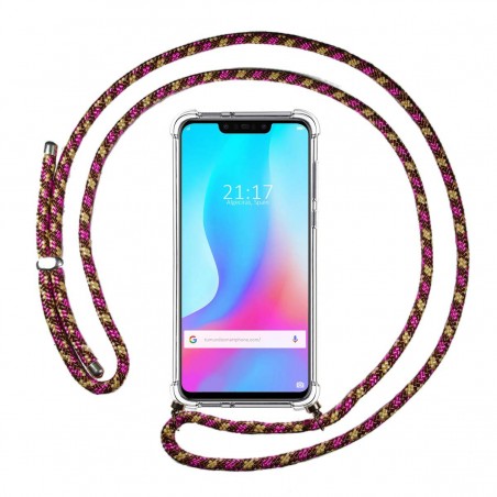 Funda Colgante Transparente para Huawei P Smart Plus con Cordon Rosa / Dorado